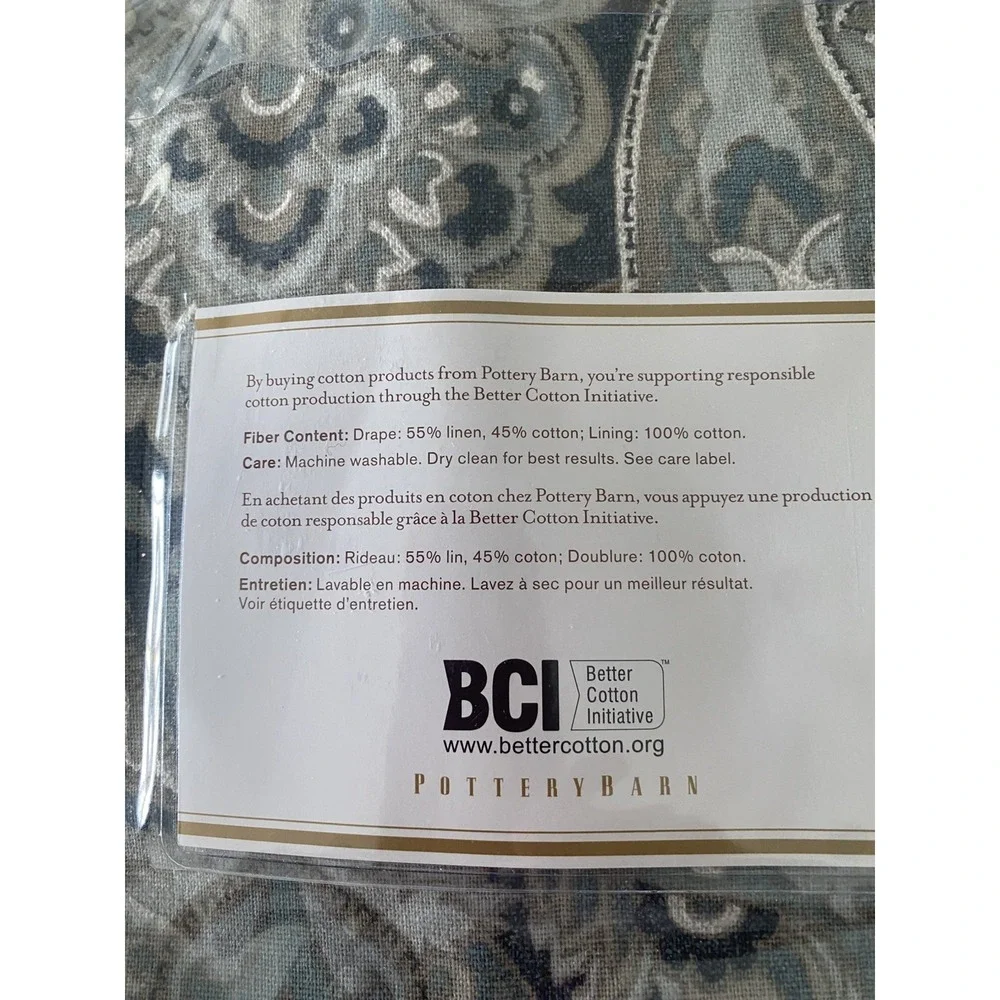 Pottery Barn Mackenna Drapes Set 2 Blue 50x‎ 84 Curtains Medallion Paisley New